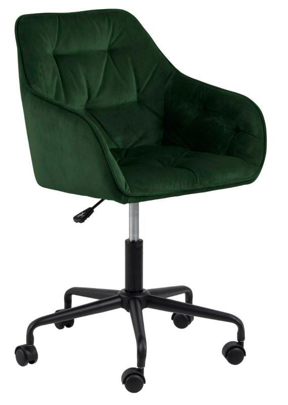 Fotel biurowy ergonomiczny obrotowy Brooke ACTONA zielony welur z podłokietnikami do biurka 1 szt.
