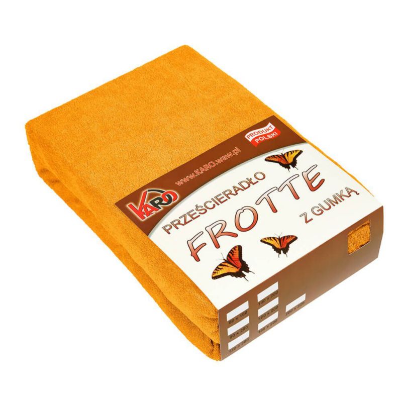 Prześcieradło frotte z gumką KARO 180x200 pomarańczowe 1 szt.
