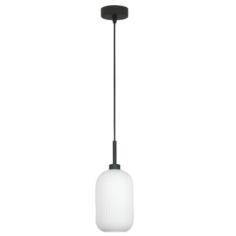 Lampa wisząca EDYLIT loft 1xE27 biały klosz czarna pojedyncza DENZY 15-091Z 1 szt.