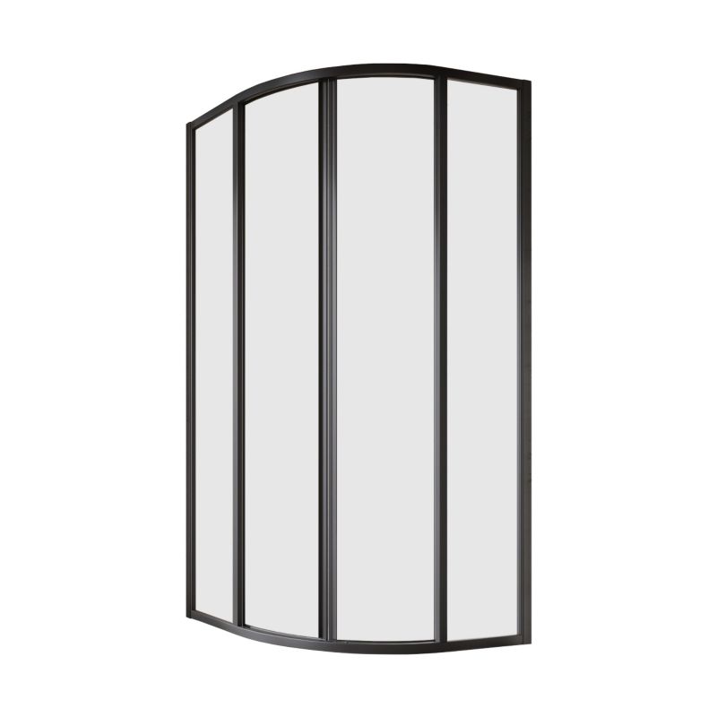 Półokrągła kabina prysznicowa rozsuwana Ravak Supernova SKCP4 80 czteroczęściowa czarna szkło transparent 1 szt