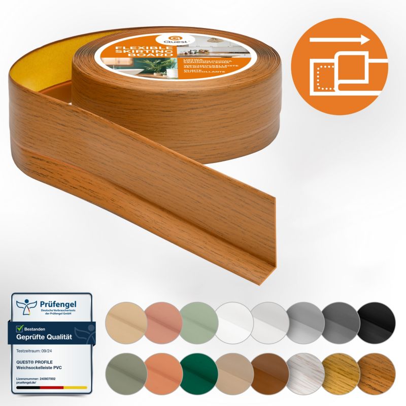 Listwa przypodłogowa PCV 50x20mm, QUEST, samoprzylepna elastyczna, miękka listwa podłogowa, cokołowa, dąb rustykalny, 15m