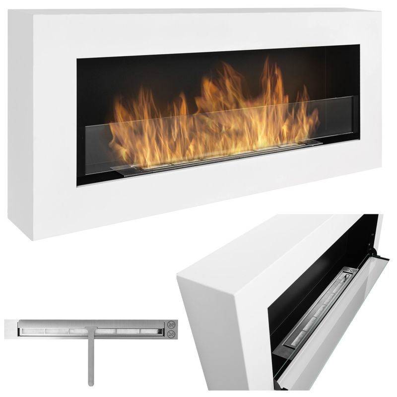 Biokominek Yannkes wiszący 90cm BOX biały z OTWIERANĄ SZYBĄ, 1 szt.