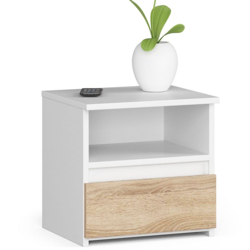 Szafka nocna Akord CL1 Biała 40 cm 1 szuflada kolor Dąb Sonoma mat 1 półka 40x35x40 cm 1 szt.