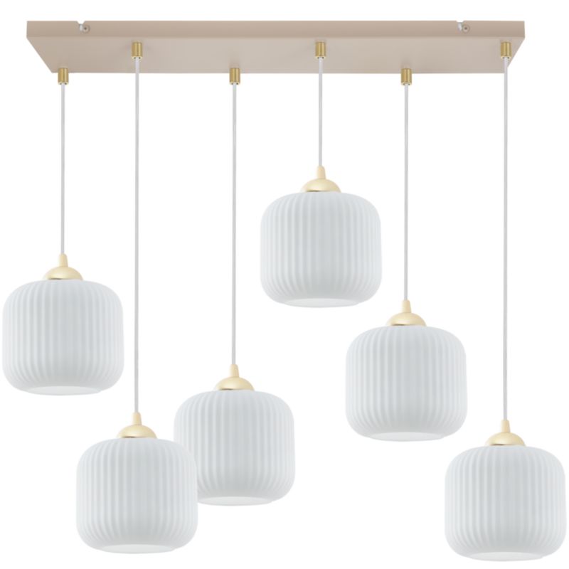 Lampa sufitowa wisząca Light Home LH Riffle 6xE27 kaszmir/złoty klosz biały 15cm walec 1szt.