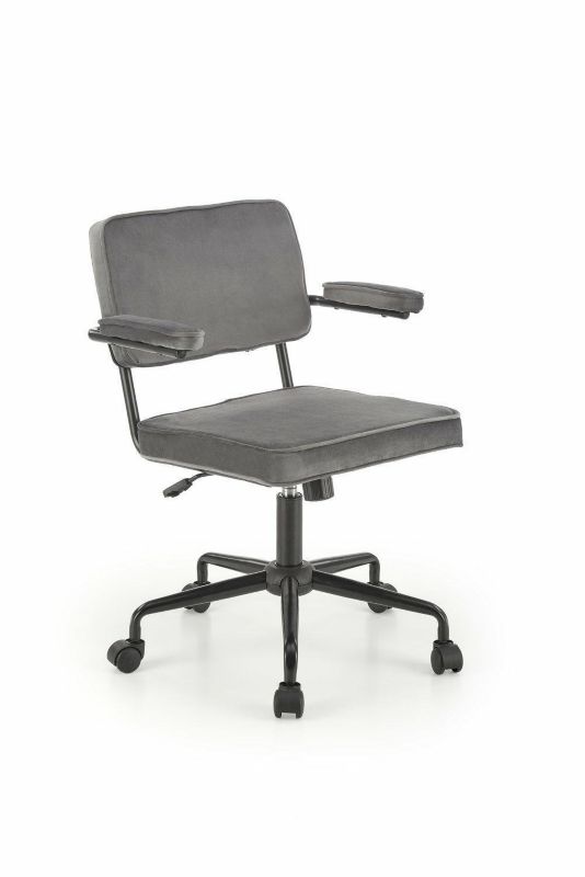 Fotel biurowy ergonomiczny Defil INTESI welurowy popielaty obrotowy z podłokietnikami do gabinetu 1 szt.