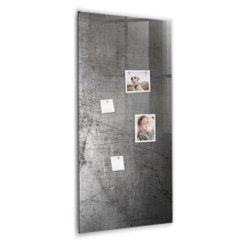 Szklana tablica magnetyczna Wallfluent 60x120 cm Porysowany metal Biały marker 1 szt.
