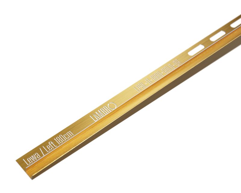Listwa brodzikowa podłogowa spadkowa do szkła lewa LPS Lambro złoty mat 180cm 1 szt.