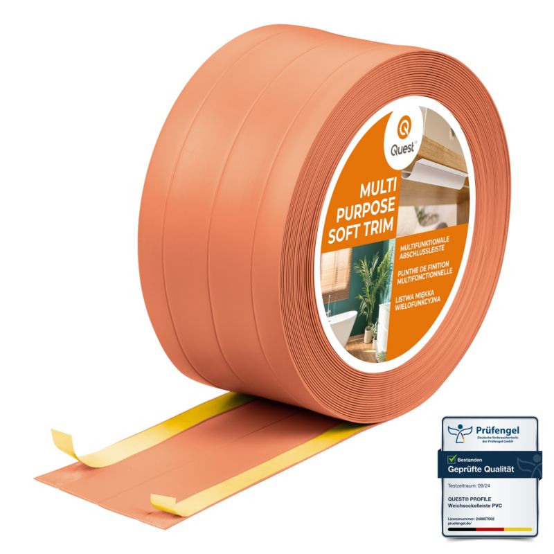 Listwa wykończeniowa W3 z PCV 4w1 95mm, QUEST samoprzylepna, maskująca elastyczna listwa podłogowa, ścienna, ceglany, 10m