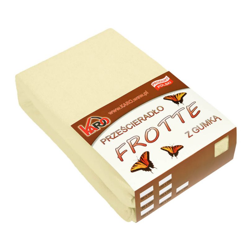 Prześcieradło frotte z gumką KARO 180x200 kremowe 1 szt.