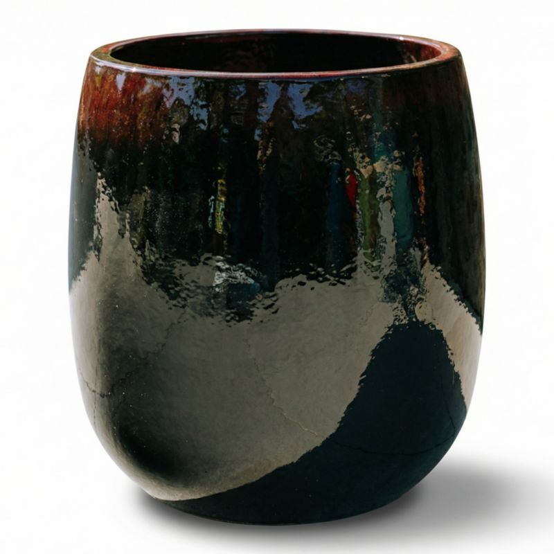 Doniczka ceramiczna Provencelia SOCRATE szkliwiona mrozoodporna 32 x 33 cm Czarno-czerwony 1szt