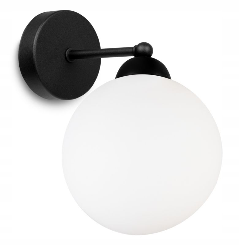 Lampa ścienna kinkiet Light Home LH Florece prosty 1x E27 60W klosz szklany biały/czarny 1szt.