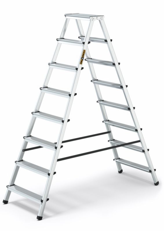 Drabinka aluminiowa dwustronna DRABEST 2x8 stopni, schodki składane domowe, 1 szt.