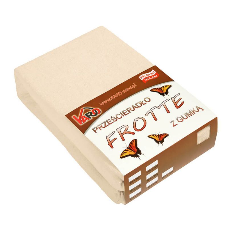 Prześcieradło frotte z gumką KARO 180x200 beż jasny 1 szt.