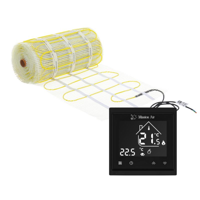 Zestaw mat grzewczych pod płytki Mission Air MA-160 10m² + Libra Czarny 1szt