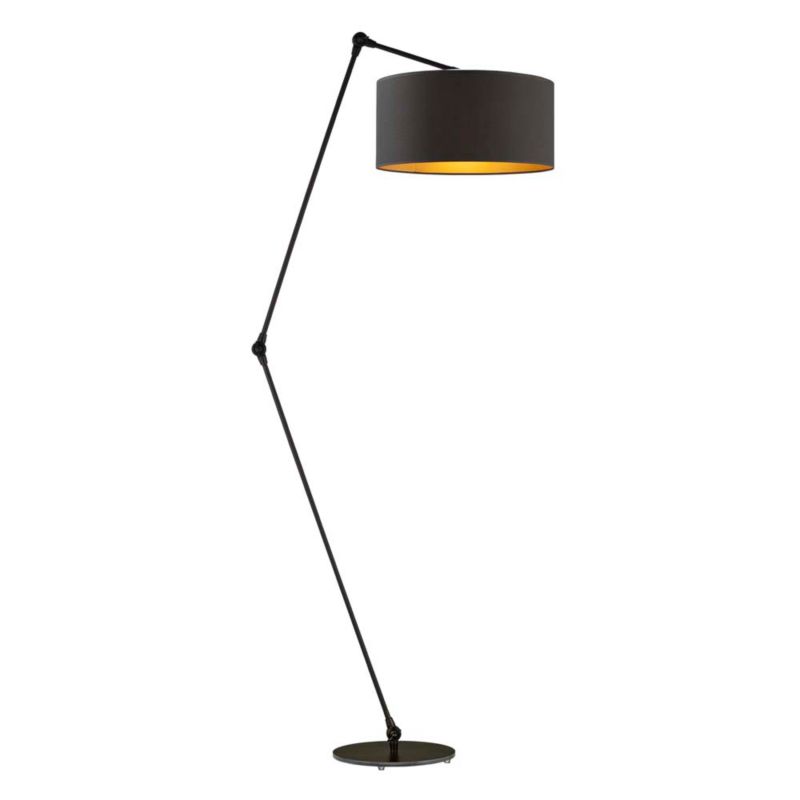 Lampa stojąca Volta Light Factory podłogowa przegubowa regulowana z abażurem czarny ze złotem walec SOUL 1szt.