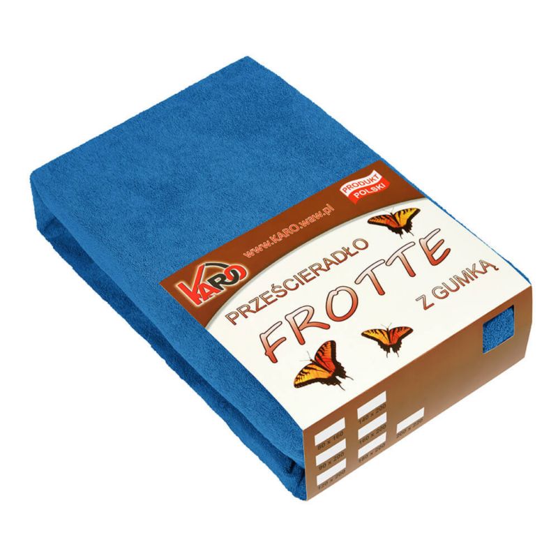 Prześcieradło frotte z gumką KARO 180x200 chabrowe 1 szt.