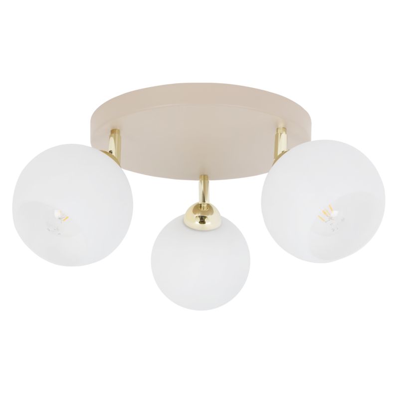 Lampa sufitowa Light Home LH Eliza okrągła 3xE27 kaszmir/złoty klosz biały kula 1szt.