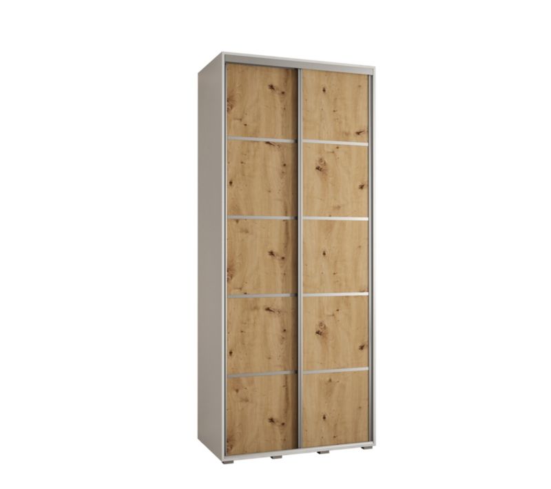 Szafa przesuwna Abiks DAVOS 4 wysoka szer.100cm gł.60cm biały/artisan/srebrny 1szt.