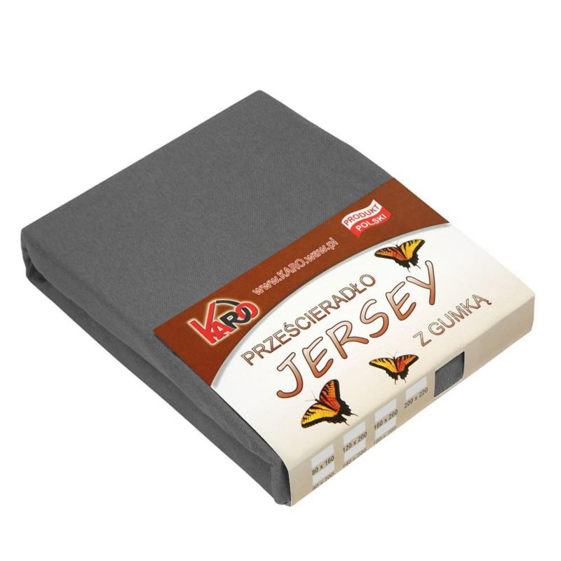 Prześcieradło jersey z gumką KARO 180x200 antracytowe 1 szt.