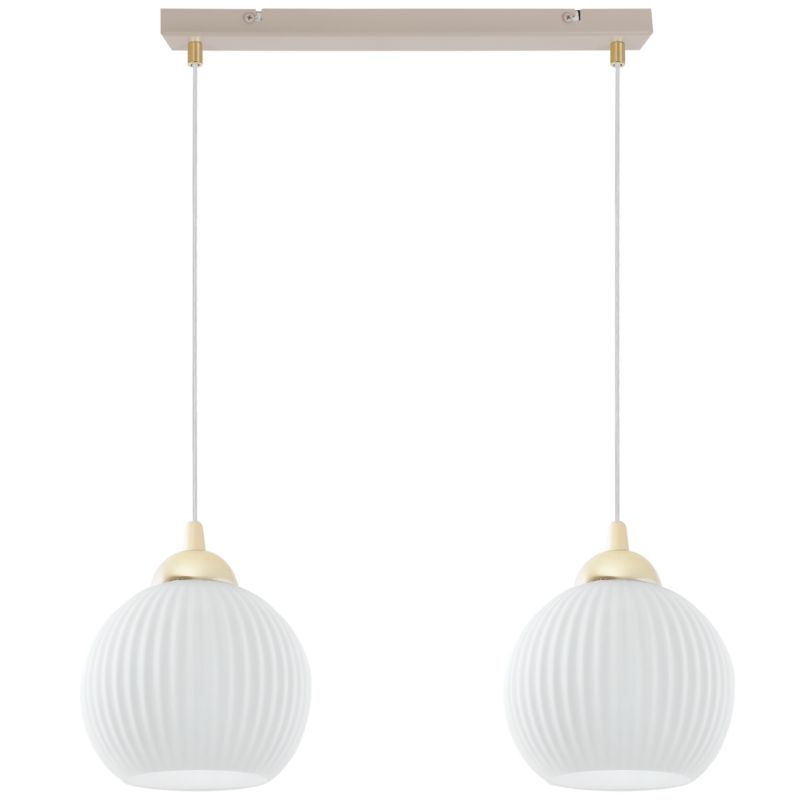 Lampa sufitowa wisząca Light Home LH Riffle 2xE27 kaszmir/złoty klosz biały 14cm kula 1szt.