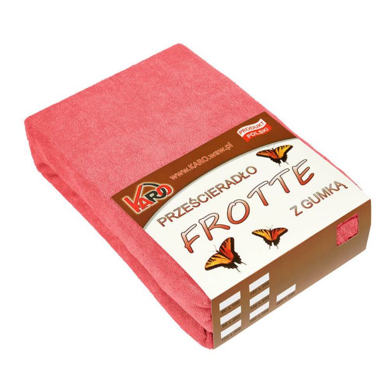Prześcieradło frotte z gumką KARO 180x200 malinowe 1 szt.