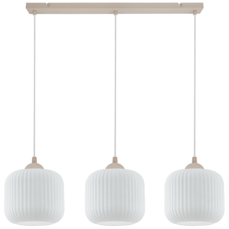Lampa sufitowa wisząca Light Home LH Riffle 3xE27 kaszmir klosz biały 15cm walec 1szt.
