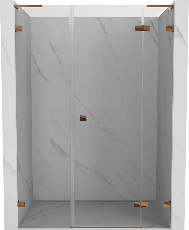 Drzwi prysznicowe uchylne Mexen Lunar L różowe złoto 135x200 cm 834SL-135-050-60-00-P 1 szt.