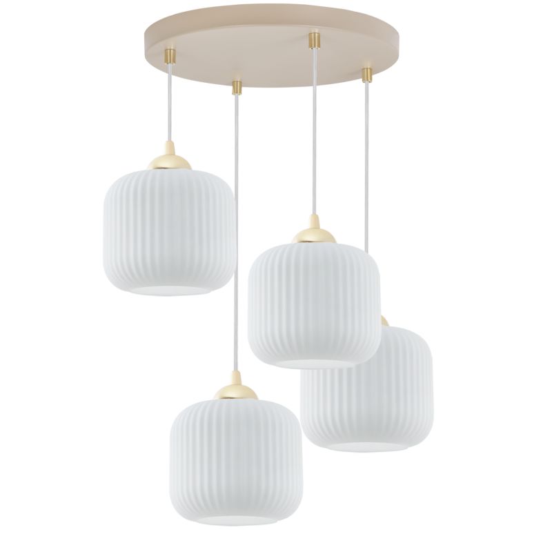 Lampa sufitowa wisząca Light Home LH Riffle okrągła 4xE27 kaszmir/złoty klosz biały 15cm walec 1szt.