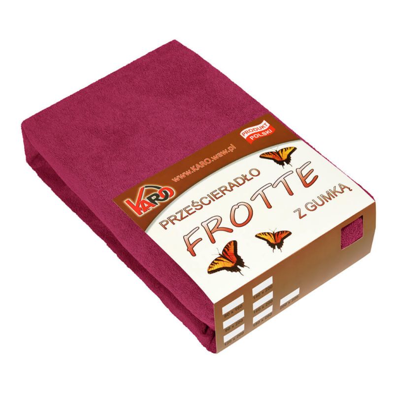 Prześcieradło frotte z gumką KARO 180x200 buraczane 1 szt