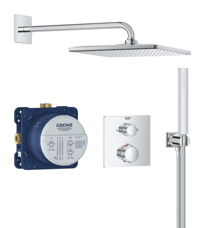 Zestaw prysznicowy Grohe Vitalio Start termostatyczny podtynkowy chrom z deszczownicą 1 szt.