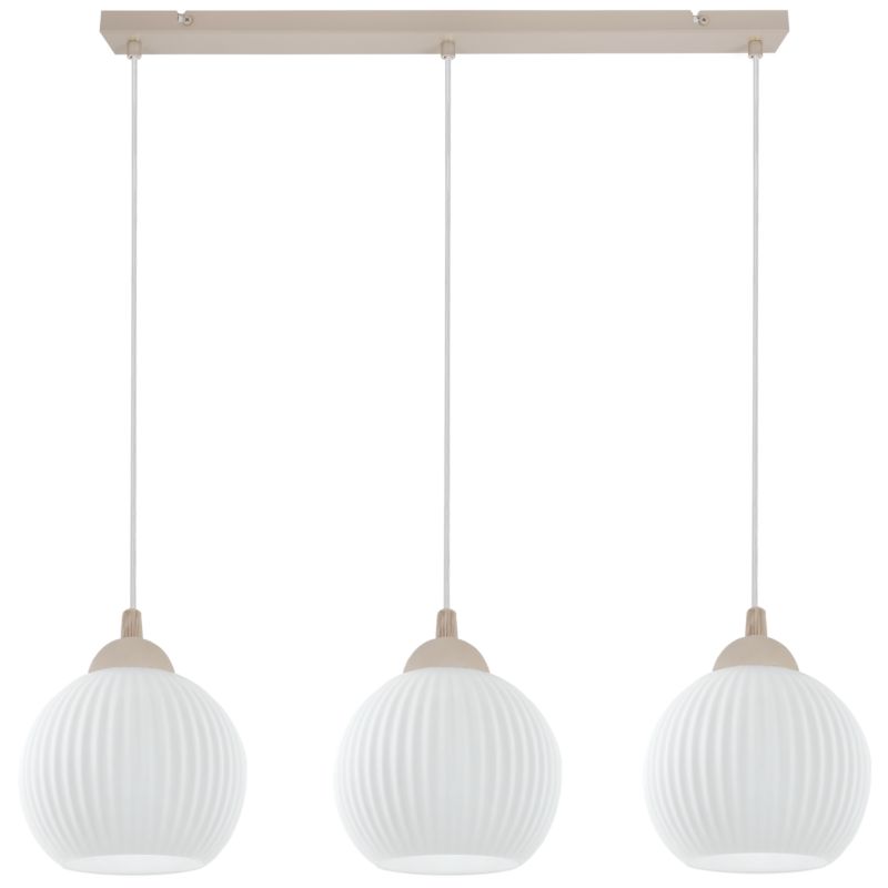 Lampa sufitowa wisząca Light Home LH Riffle 3xE27 kaszmir klosz biały 14cm kula 1szt.