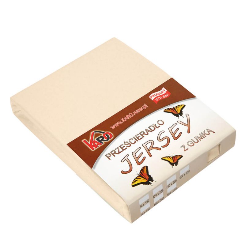 Prześcieradło jersey z gumką KARO 180x200 beż jasny 1 szt.
