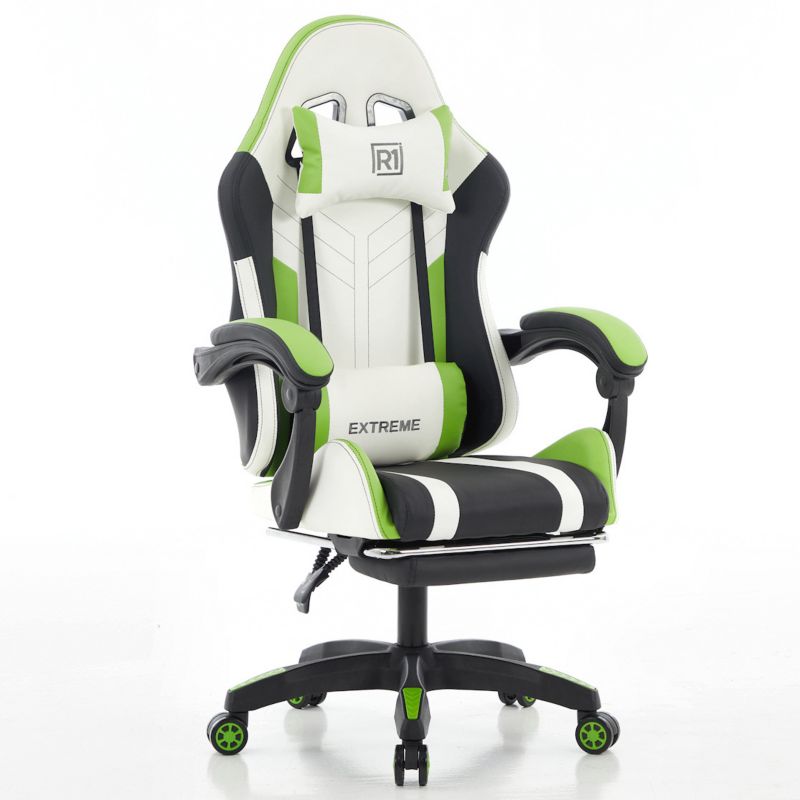 Fotel gamingowy dla gracza EXTREME R1 Green z podnóżkiem 1szt