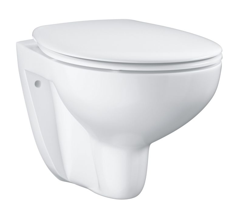 Miska WC wisząca Grohe Bau Ceramic z deską wolnoopadającą, bez kołnierza, białą, 1 szt.