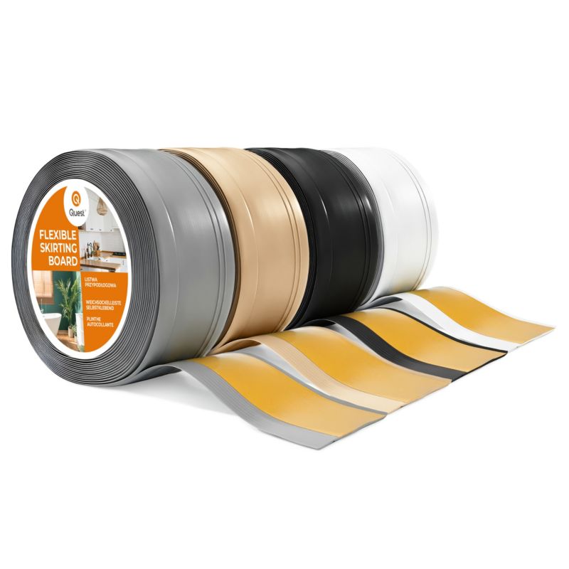 Listwa przypodłogowa samoprzylepna PCV, elastyczna listwa cokołowa DEKOR, 70x20mm, piaskowy, 70x20 mm, 15 m