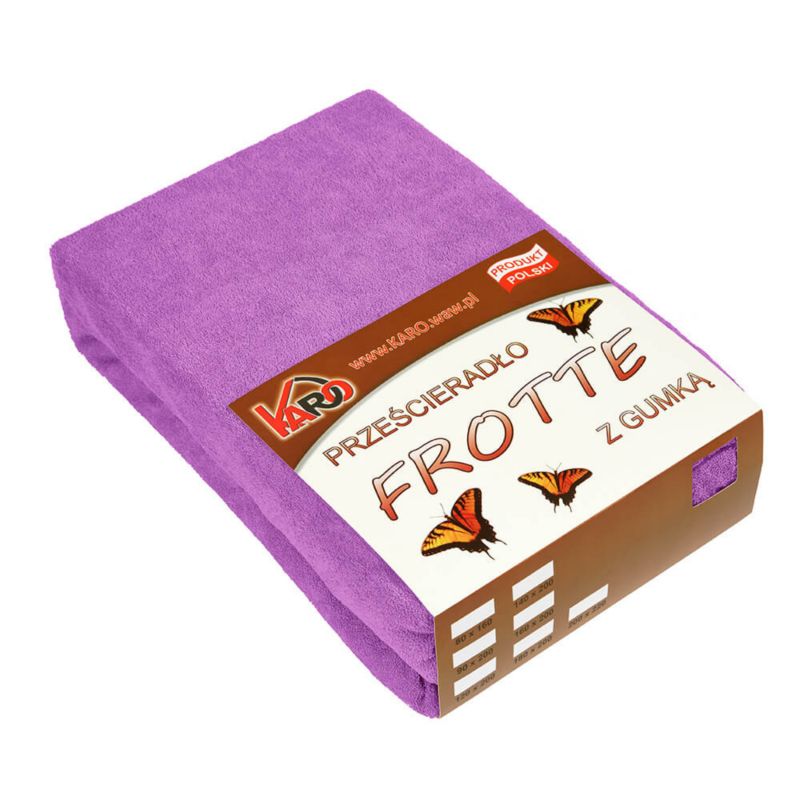 Prześcieradło frotte z gumką KARO 180x200 fuksja 1 szt.