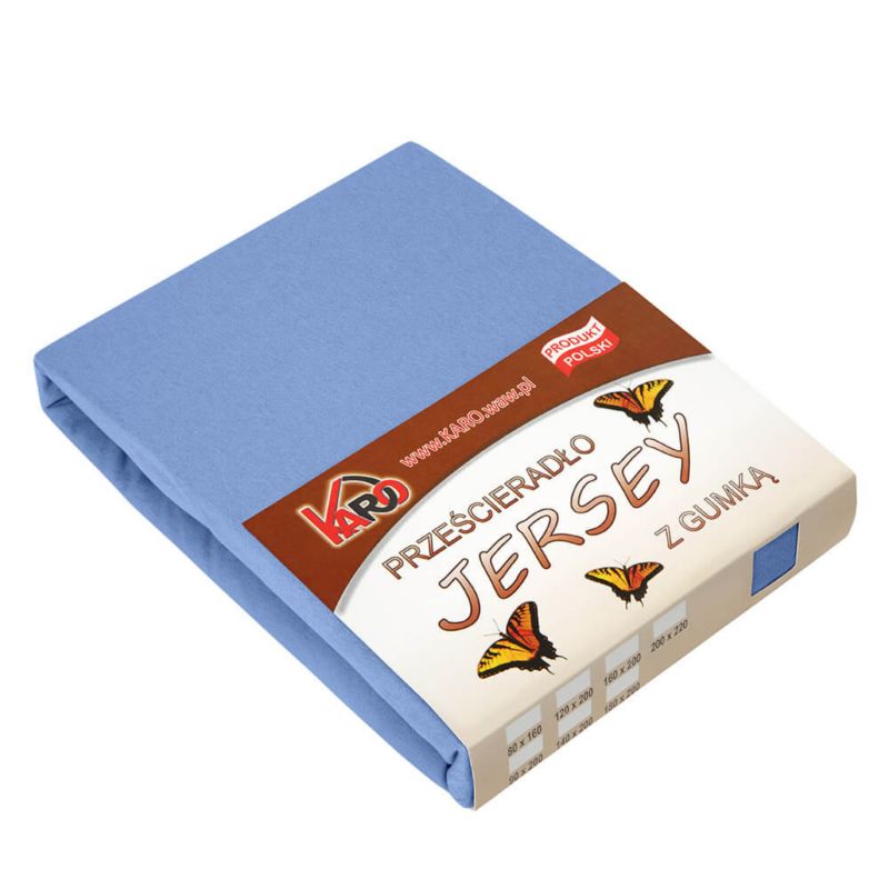 Prześcieradło jersey z gumką KARO 180x200 niebieskie 1 szt.
