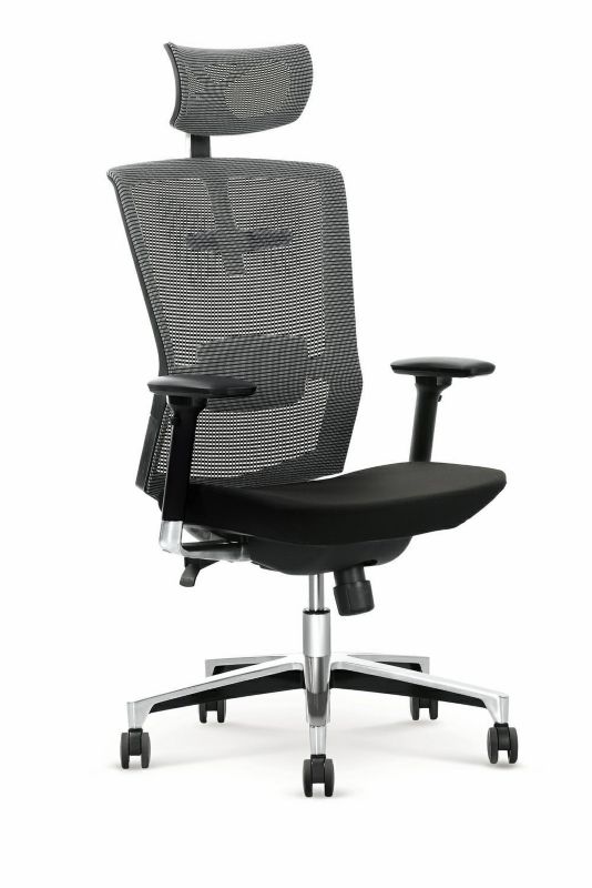 Fotel biurowy ergonomiczny Cancler INTESI szary obrotowy z zagłówkiem i regulacją do biura 1 szt.