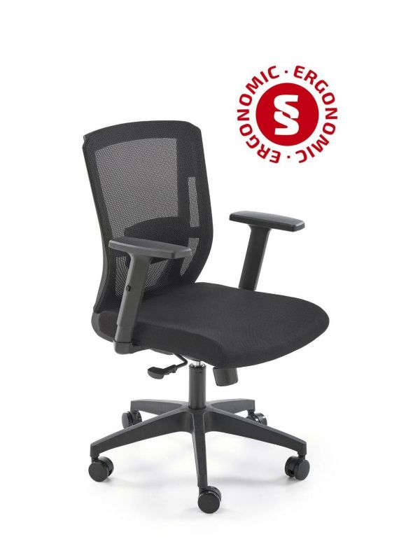 Fotel biurowy ergonomiczny Ducrot INTESI czarny obrotowy z siatki z regulacją do biurka 1 szt.