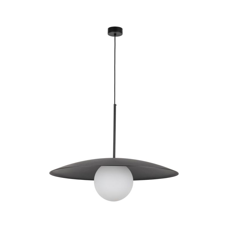 Lampa Wisząca Tk-Lighting Slate Black Glass czarny daszek talerz kulka klosz biały - 1szt.