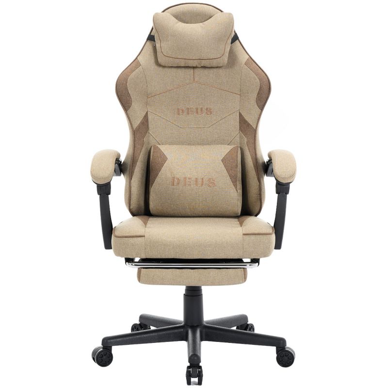 Fotel gamingowy Extreme biurowy oddychający z tkaniny z podnóżkiem Edge Beige 1 szt.