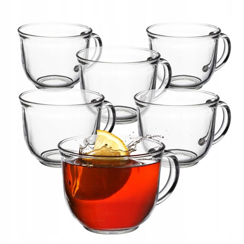 Szklanki KADAX Do Kawy Herbaty 480ml Szklanka Zestaw Szklanek Z Uchem 6 szt.