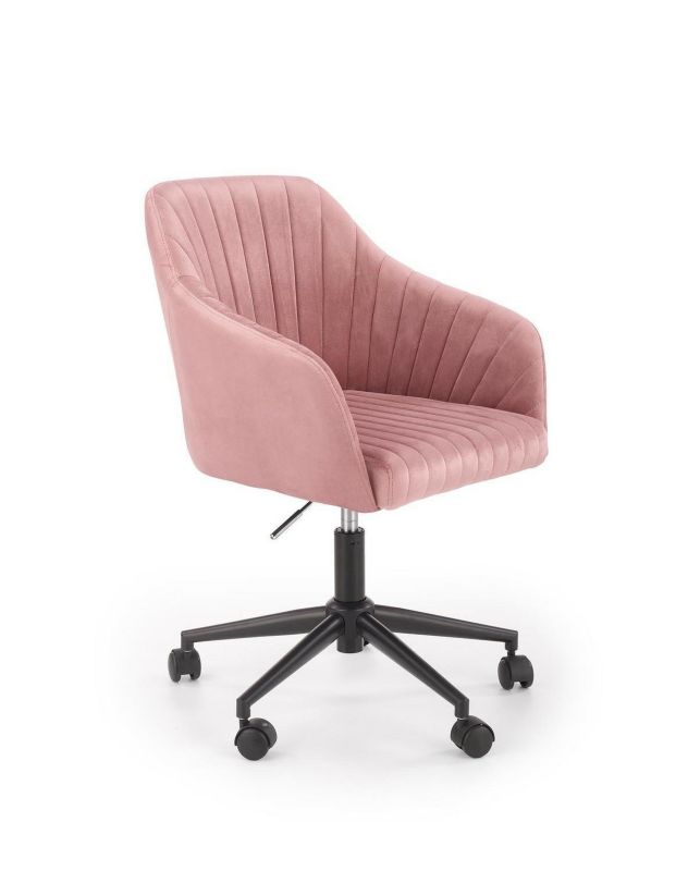 Fotel biurowy ergonomiczny Emi INTESI velvet różowy welurowy obrotowy z podłokietnikami 1 szt.