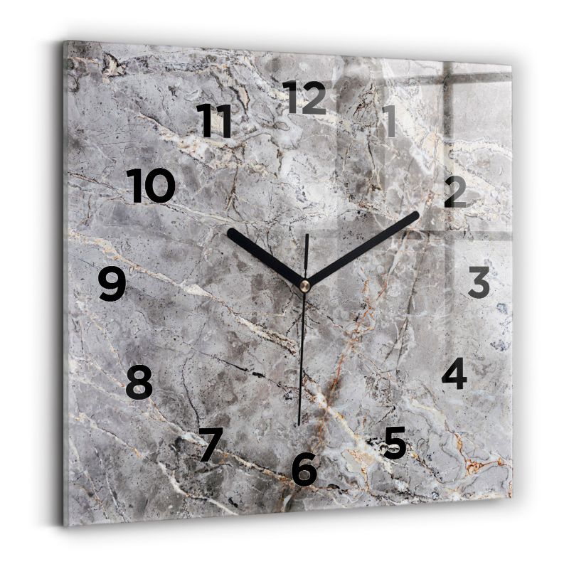 Zegar z czarnymi wskazówkami Wallfluent 30x30 cm Szary granit marmur 1 szt.
