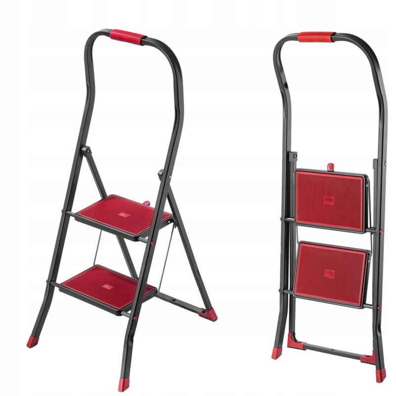 Drabina KADAX Drabinka 2 Stopniowa Domowa Stalowa Składana mocna 150kg 1szt.