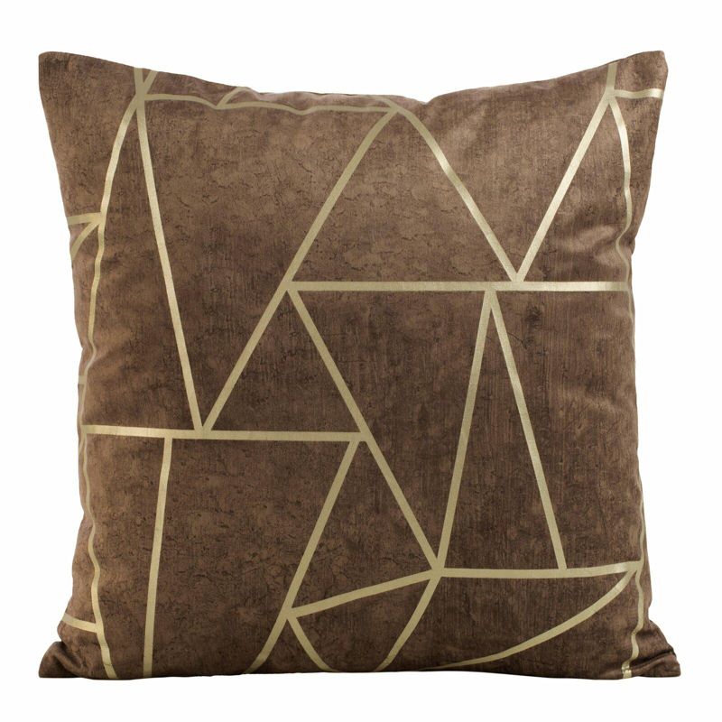Poszewka BLINK 29 Eurofirany 45 x 45 cm ciemnobrązowa welwetowa z nadrukiem geometrycznym 1 szt.