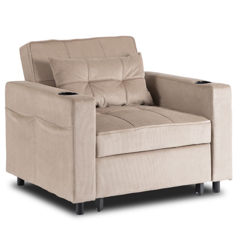 Amerykanka Mebel Elite SOLOR Fotel Rozkładany Sofa Kanapa Do Spania Wypoczynkowy Beżowy 1 szt