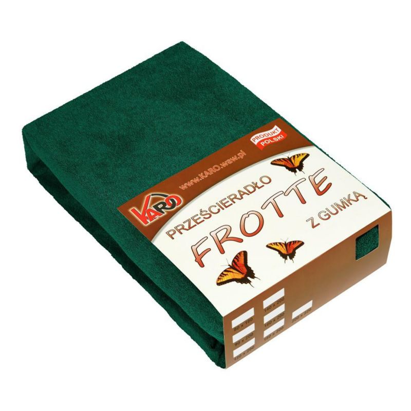 Prześcieradło frotte z gumką KARO 180x200 butelkowe zielone 1 szt.