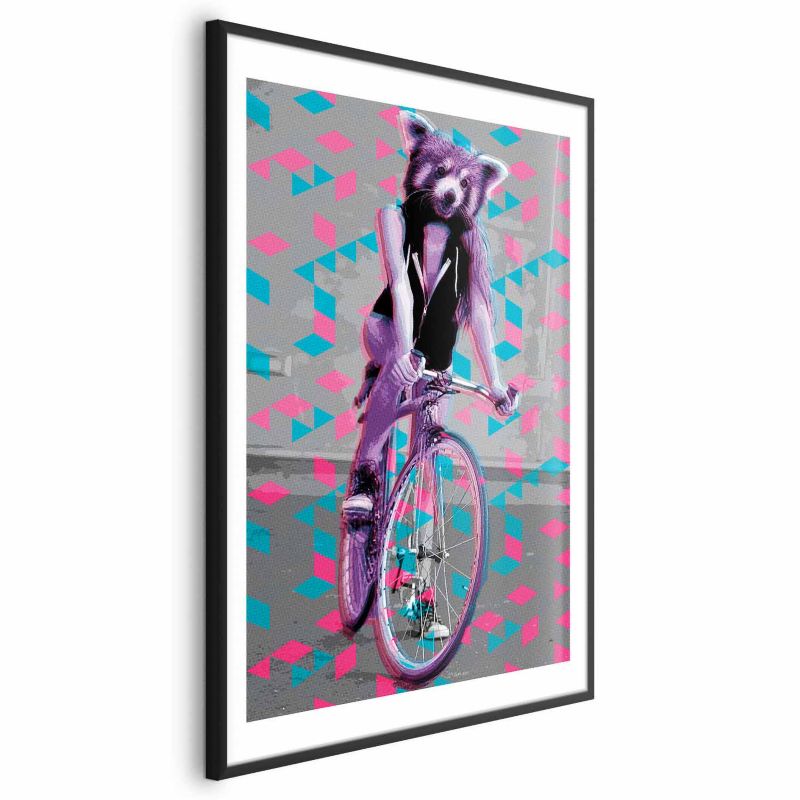 Plakat Artgeist Szop na rowerze 29,7x42 cm z ramą czarną 1 szt