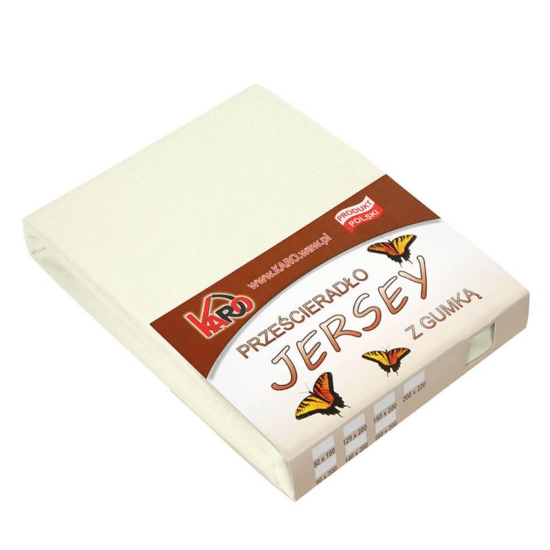 Prześcieradło jersey z gumką KARO 180x200 ekri 1 szt.
